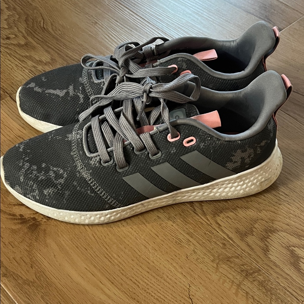 Adidas Gray and Pink Running Shoes